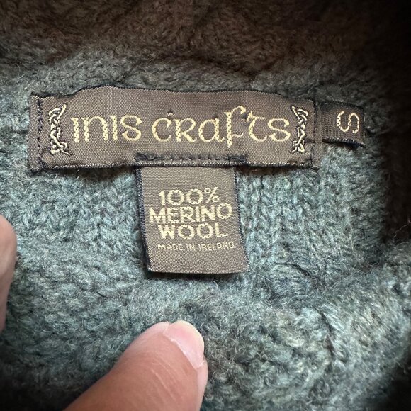 Inis Crafts Sweater Womens Small Irish Merino Wool Cable Knit Turtleneck Chunky - Picture 5 of 6